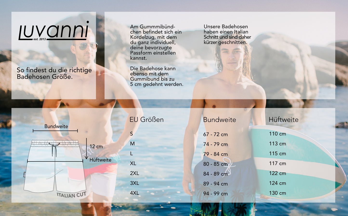 STYLE 24 BLAU WEISS HERREN BOARDSHORTS PALMEN