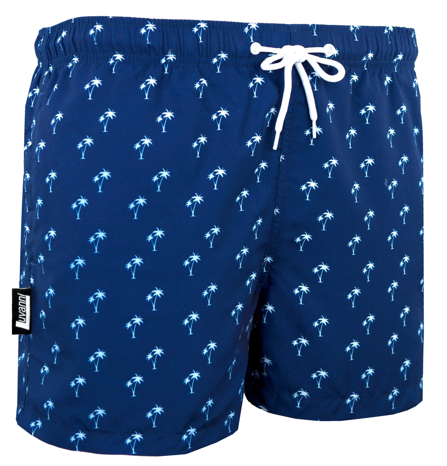 STYLE 24 BLUE WHITE MEN BOARD SHORTS PALM TREES